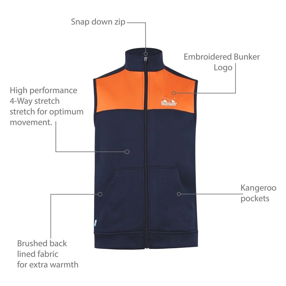 Bunker Mentality Milo gilet Mens 3XL Navy Orange‎ Golf Vest Full Zip